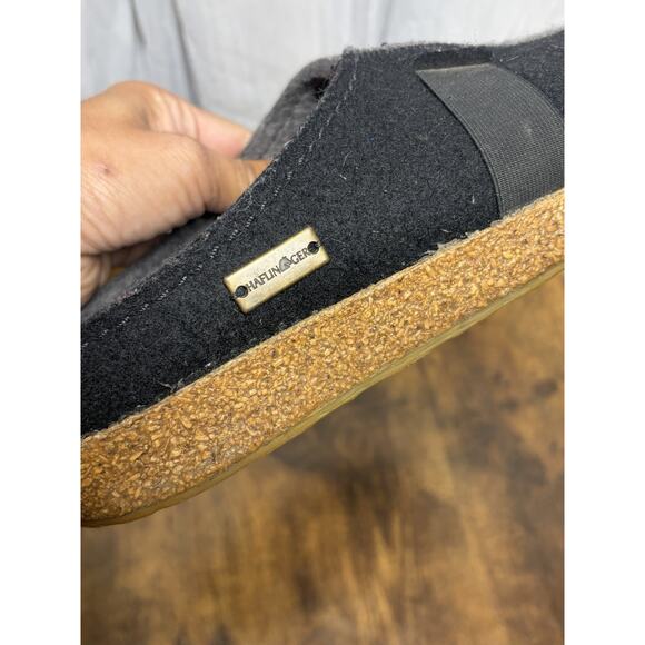 HAFLINGER Magic Felt Wool Clogs Size 40 Gray Black Duo Tone Cork Sole Slippers - Picture 5 of 12